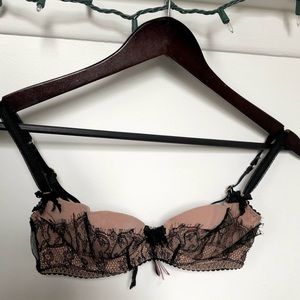 Agent Provocateur Demi Lace Bra in Black and Pink.